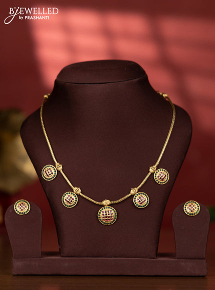 Antique necklace kaasu design with multicolor kemp stones