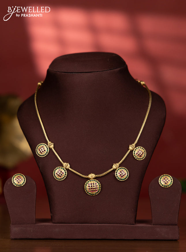 Antique necklace kaasu design with multicolor kemp stones