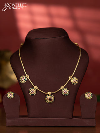 Antique necklace kaasu design with multicolor kemp stones