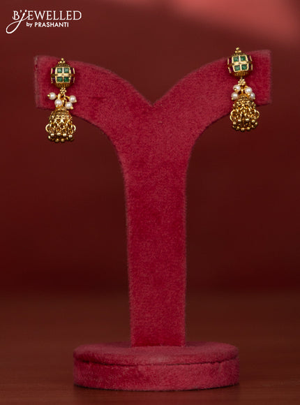 Antique necklace with pearl ball model with jhumka hangings