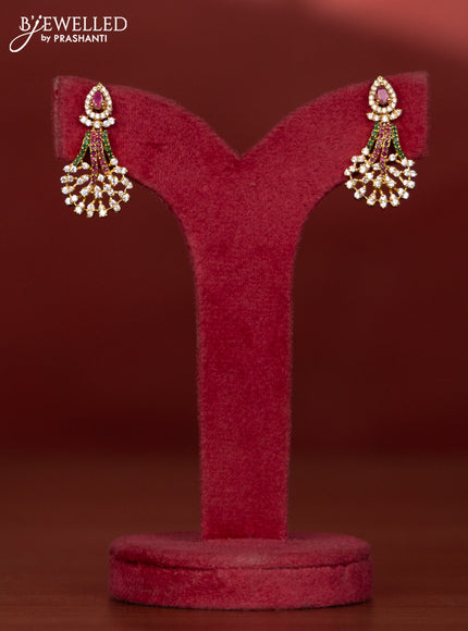 Antique necklace with kanti type with red,green and cz stones pendant