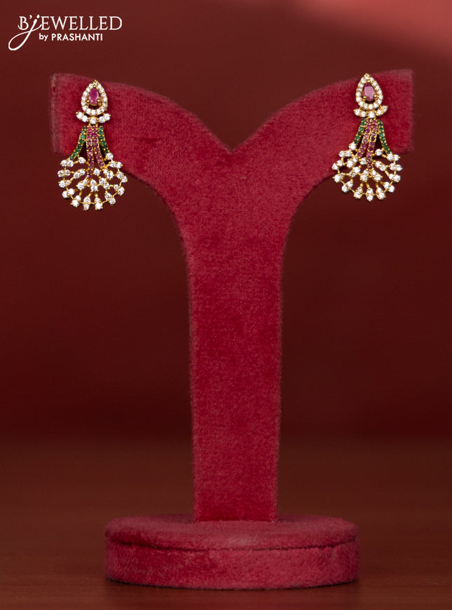 Antique necklace with kanti type with red,green and cz stones pendant
