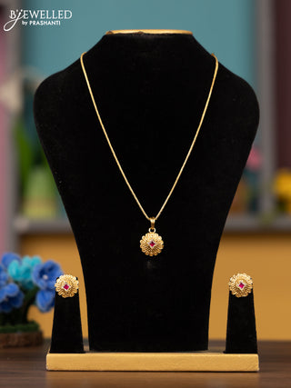 Antique chain with floral design pendant in jadau stones