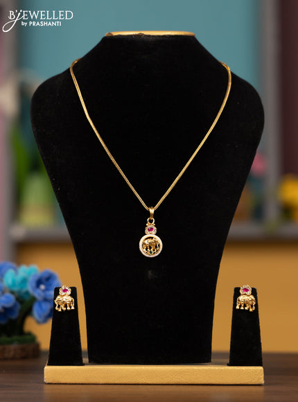 Antique chain with elephant design pendant in jadau stones
