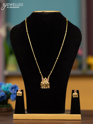 Antique chain with elephant design pendant in jadau stones