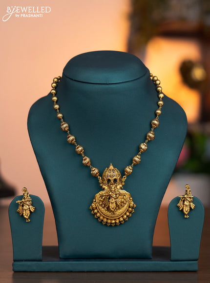 Antique mala type necklace with krishna pendant