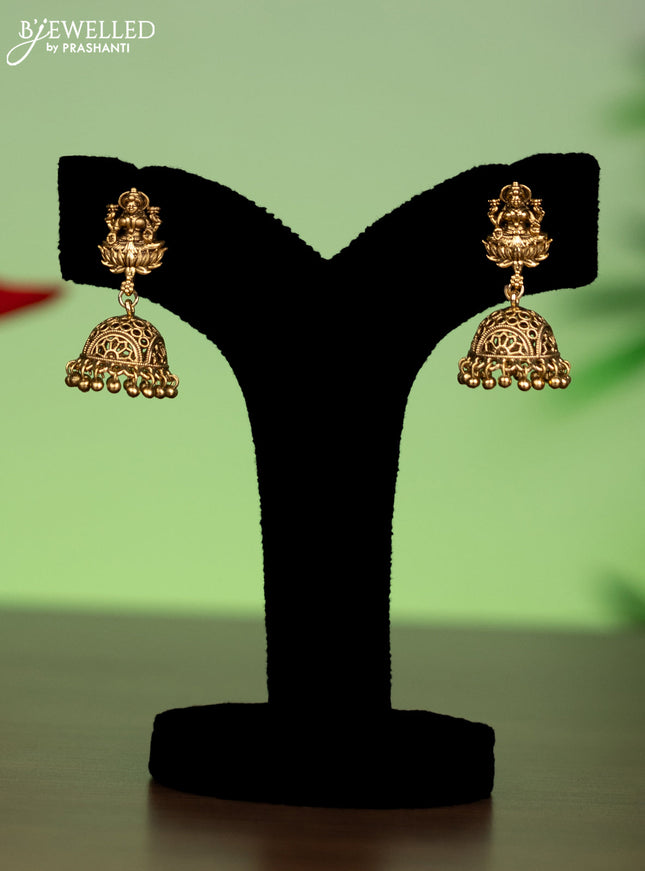 Antique attigai necklace with kemp & cz stones and golden beads hanging