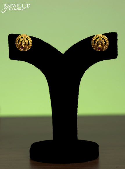 Antique chain kalasha pendant with pink kemp stone