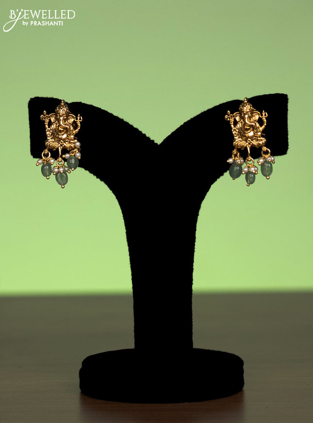 Antique chain ganesha pendant with  pearl and beads hanging