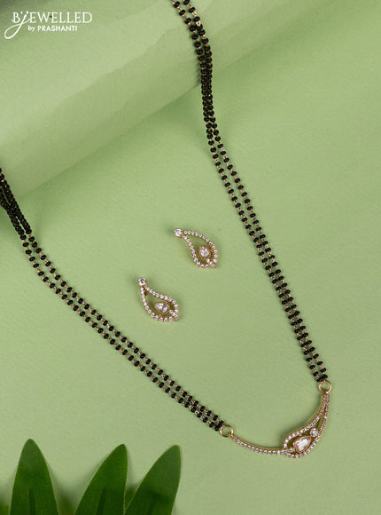 Mangalsutra double layer with kundan and cz stones pendant