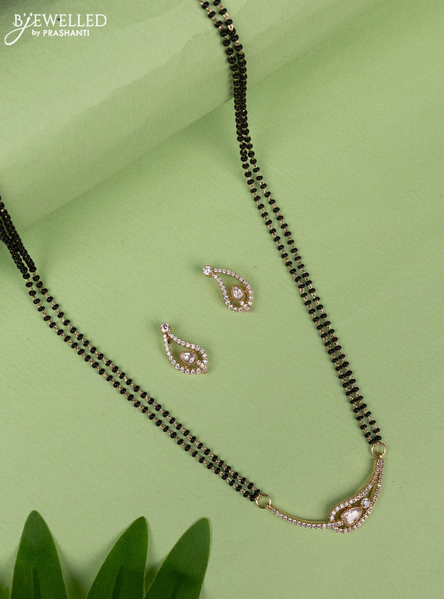 Mangalsutra double layer with kundan and cz stones pendant