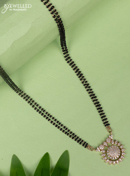 Mangalsutra double layer with cz stones pendant without earring