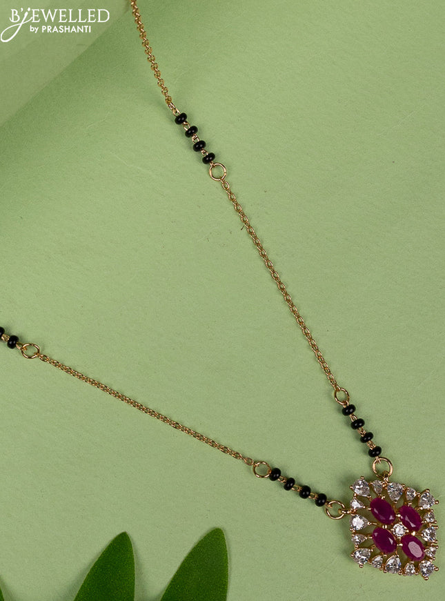 Mangalsutra with ruby and cz stones pendant without earring