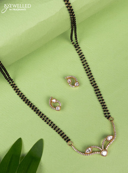 Mangalsutra double layer with kundan and cz stones pendant