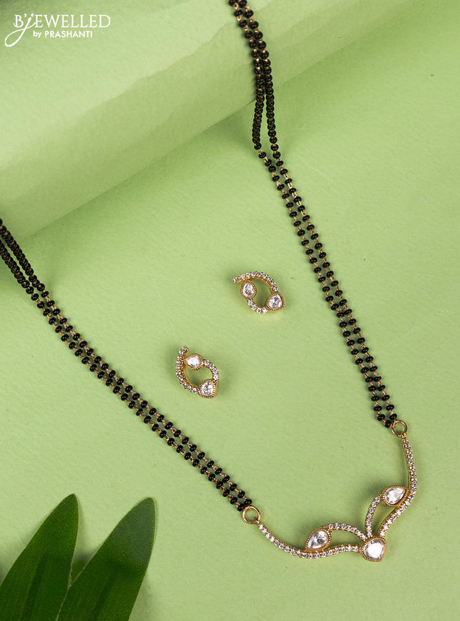 Mangalsutra double layer with kundan and cz stones pendant