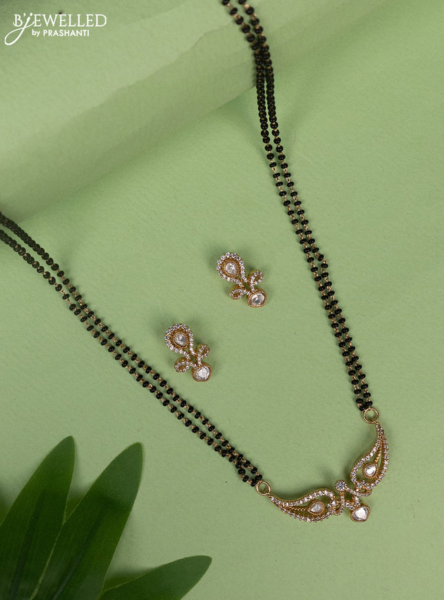 Mangalsutra double layer with kundan and cz stones pendant
