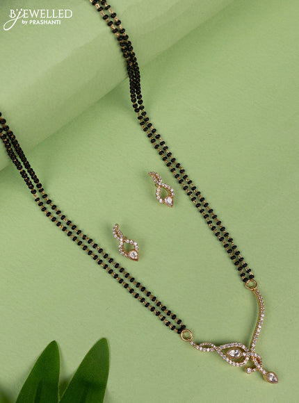 Mangalsutra double layer with kundan and cz stones pendant