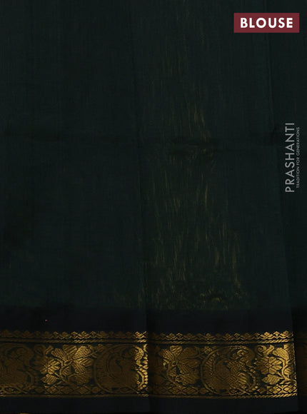 Silk cotton saree lime yellow and bottle green with plain body and zari woven korvai border
