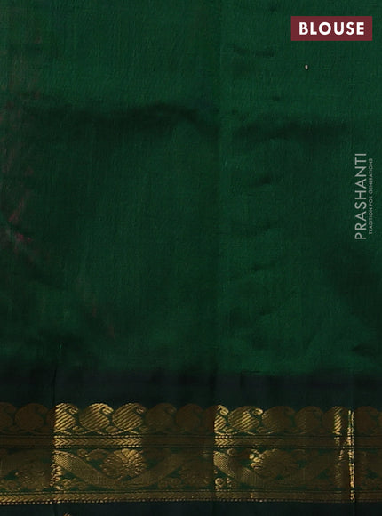 Silk cotton saree pink and green with plain body and zari woven korvai border