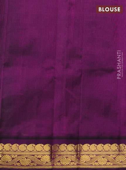 Silk cotton saree green and pink with plain body and zari woven korvai border