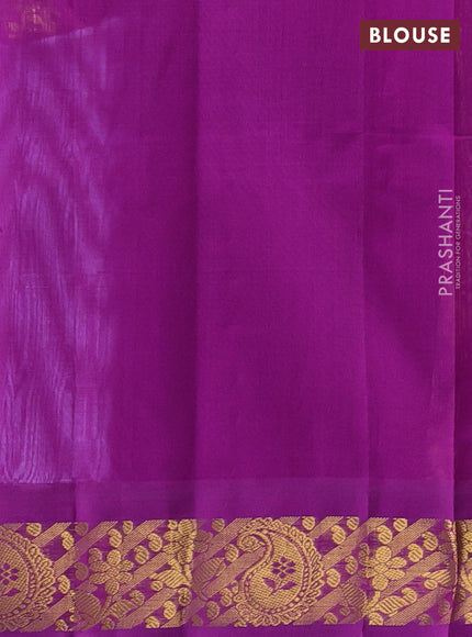 Silk cotton saree lavender and purple with plain body and zari woven korvai border