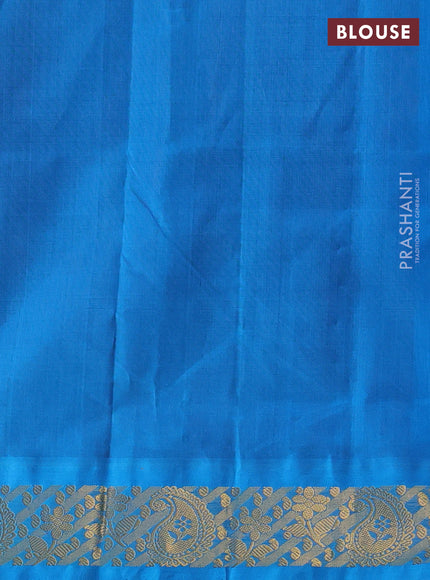 Silk cotton saree deep wine shade and cs blue with plain body and zari woven korvai border