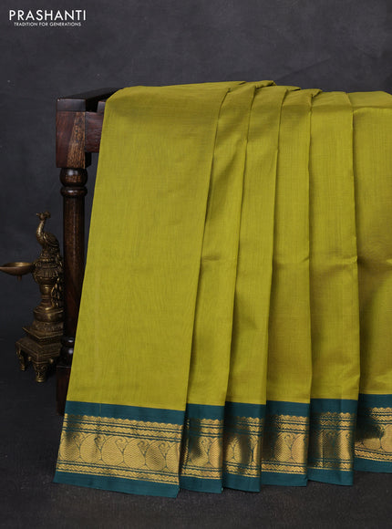 Silk cotton saree mehendi green and bottle green with allover vairaosi pattern and zari woven korvai border