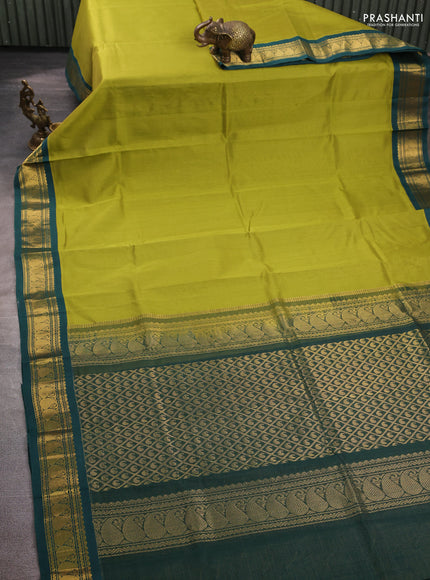 Silk cotton saree mehendi green and bottle green with allover vairaosi pattern and zari woven korvai border