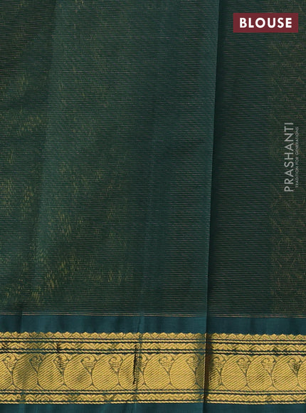 Silk cotton saree mehendi green and bottle green with allover vairaosi pattern and zari woven korvai border