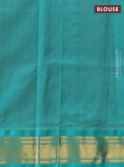 Silk cotton saree deep wine shade and teal blue with allover vairaosi pattern and zari woven kovai border
