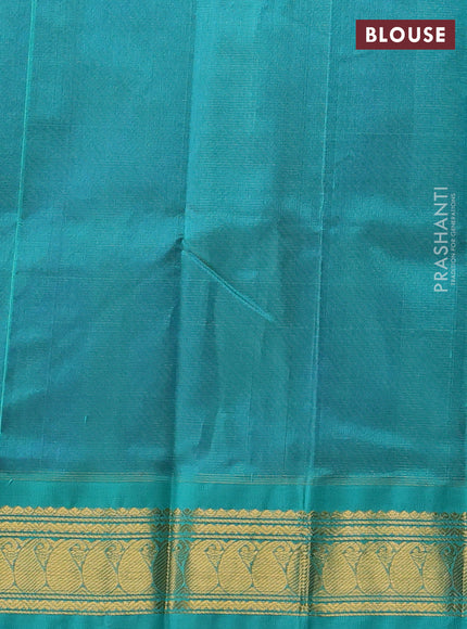Silk cotton saree violet and teal blue with allover vairaosi pattern and zari woven kovai border