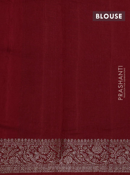 Banarasi semi matka silk saree kumkum red with allover thread & zari woven buttas and woven border