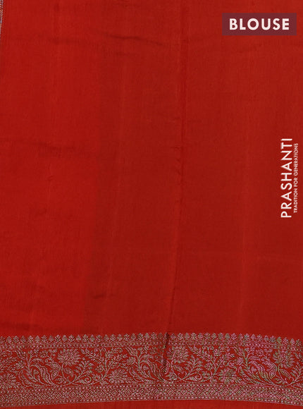 Banarasi semi matka silk saree rustic orange with allover thread & zari woven buttas and woven border