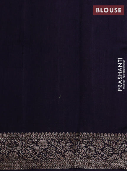 Banarasi semi matka silk saree navy blue with allover thread & zari woven buttas and woven border