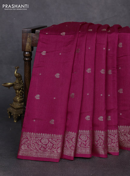 Banarasi semi matka silk saree pink with allover thread & zari woven buttas and woven border