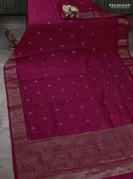 Banarasi semi matka silk saree pink with allover thread & zari woven buttas and woven border