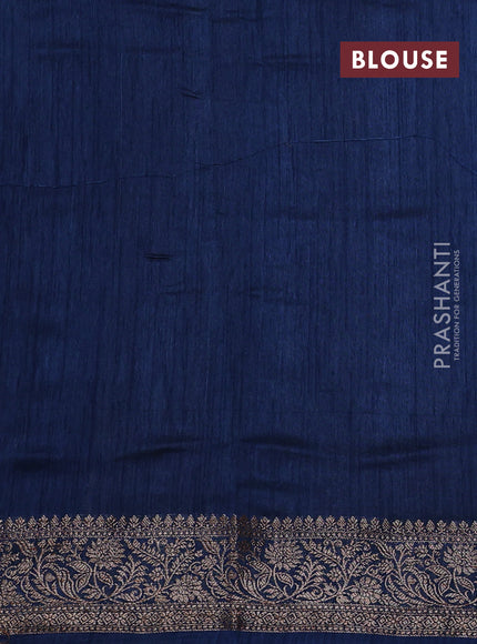 Banarasi semi matka silk saree peacock blue with allover thread & zari woven buttas and woven border