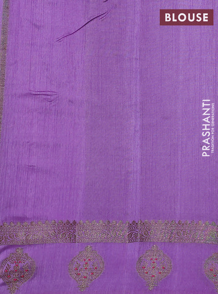 Banarasi semi matka silk saree violet and lavender with allover thread & zari woven buttas and woven butta border