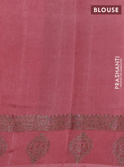Banarasi semi matka silk saree red and peach shade with allover thread & zari woven buttas and woven butta border