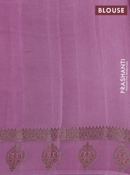 Banarasi semi matka silk saree deep maroon and lavender with allover thread & zari woven buttas and woven butta border