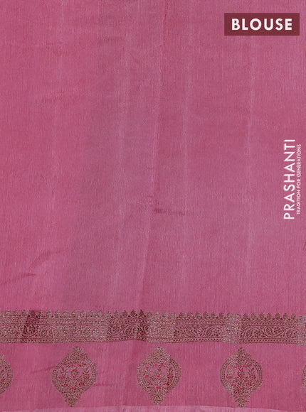 Banarasi semi matka silk saree dark pink and light pink with allover thread & zari woven buttas and woven butta border