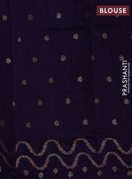 Banarasi semi matka silk saree dark blue with allover thread & zari woven buttas and woven border
