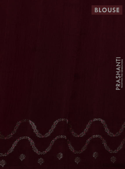 Banarasi semi matka silk saree wine shade with allover thread & zari woven buttas and woven border