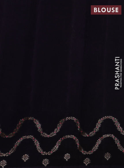 Banarasi semi matka silk saree navy blue with allover thread & zari woven buttas and woven border