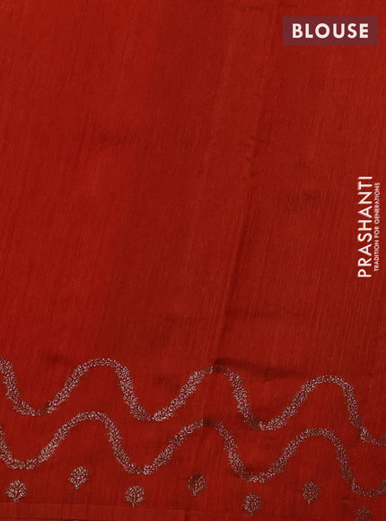 Banarasi semi matka silk saree rustic orange with allover thread & zari woven buttas and woven border