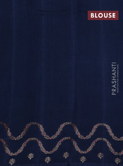 Banarasi semi matka silk saree peacock blue with allover thread & zari woven buttas and woven border