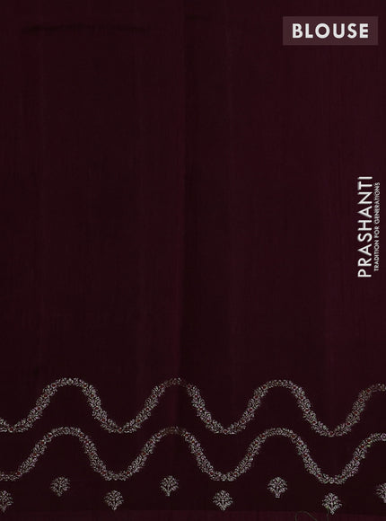Banarasi semi matka silk saree wine shade with allover thread & zari woven buttas and woven border