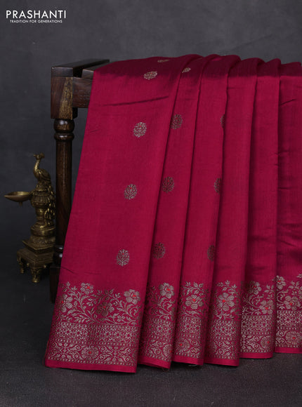 Banarasi semi matka silk saree pink with allover thread & zari woven buttas and woven border
