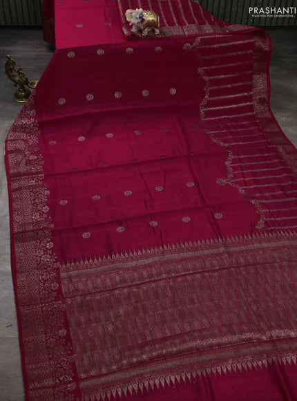 Banarasi semi matka silk saree pink with allover thread & zari woven buttas and woven border