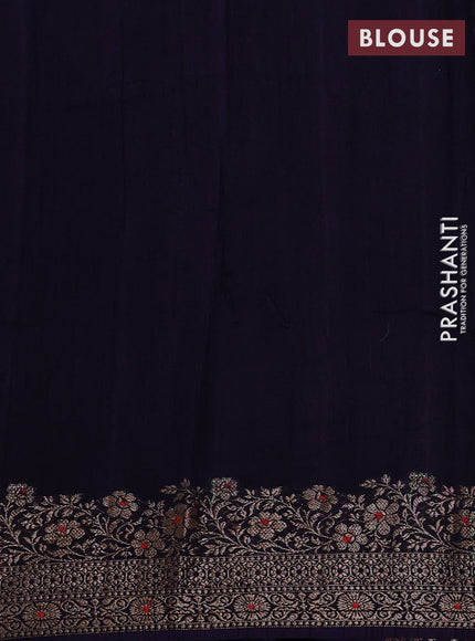 Banarasi semi matka silk saree navy blue with allover thread & zari woven buttas and woven border